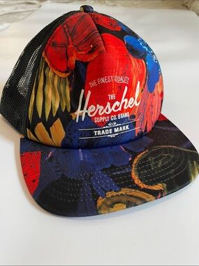 Herschel Supply Company Floral Trucker Hat in Red, Blue & Black